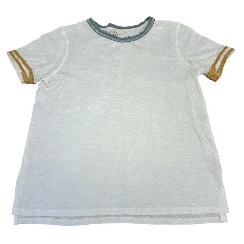 Hem & Thread short sleeve tshirt women’s Small. Yellow and blue trim